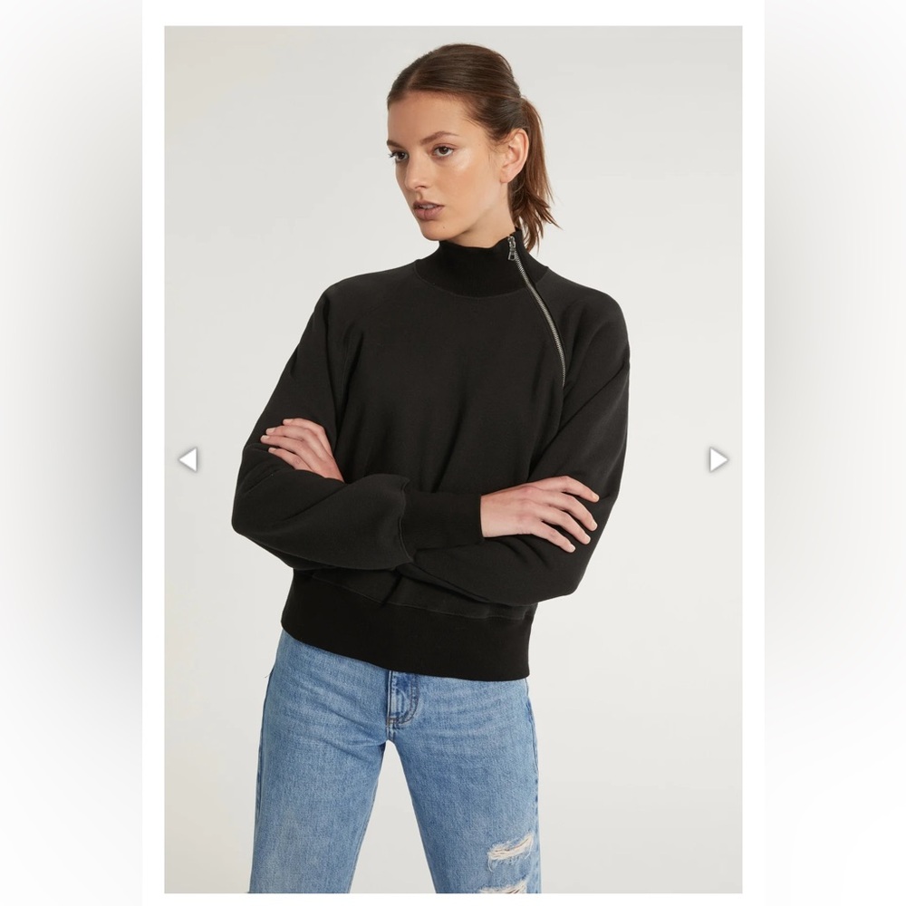 Marissa Webb Black Zip-Accent Turtleneck Sweater